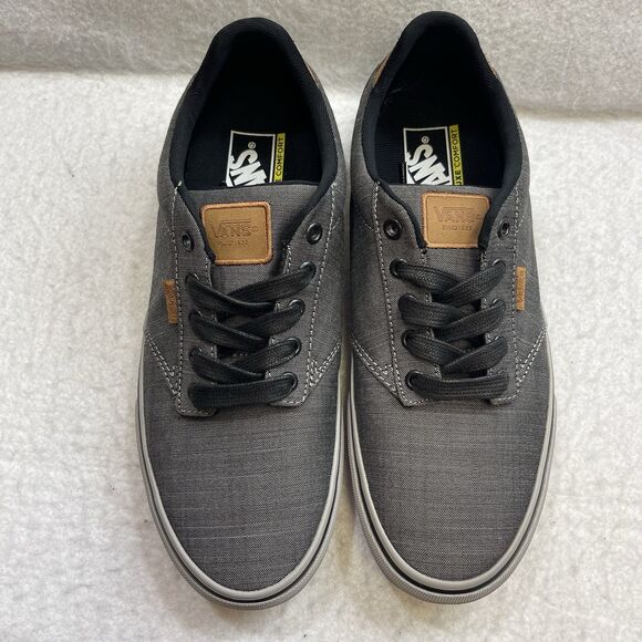 Vans Sneakers Men 9 Gray Brown Atwood Deluxe Textile Gum Sole Padded Skate Shoes - Picture 6 of 9